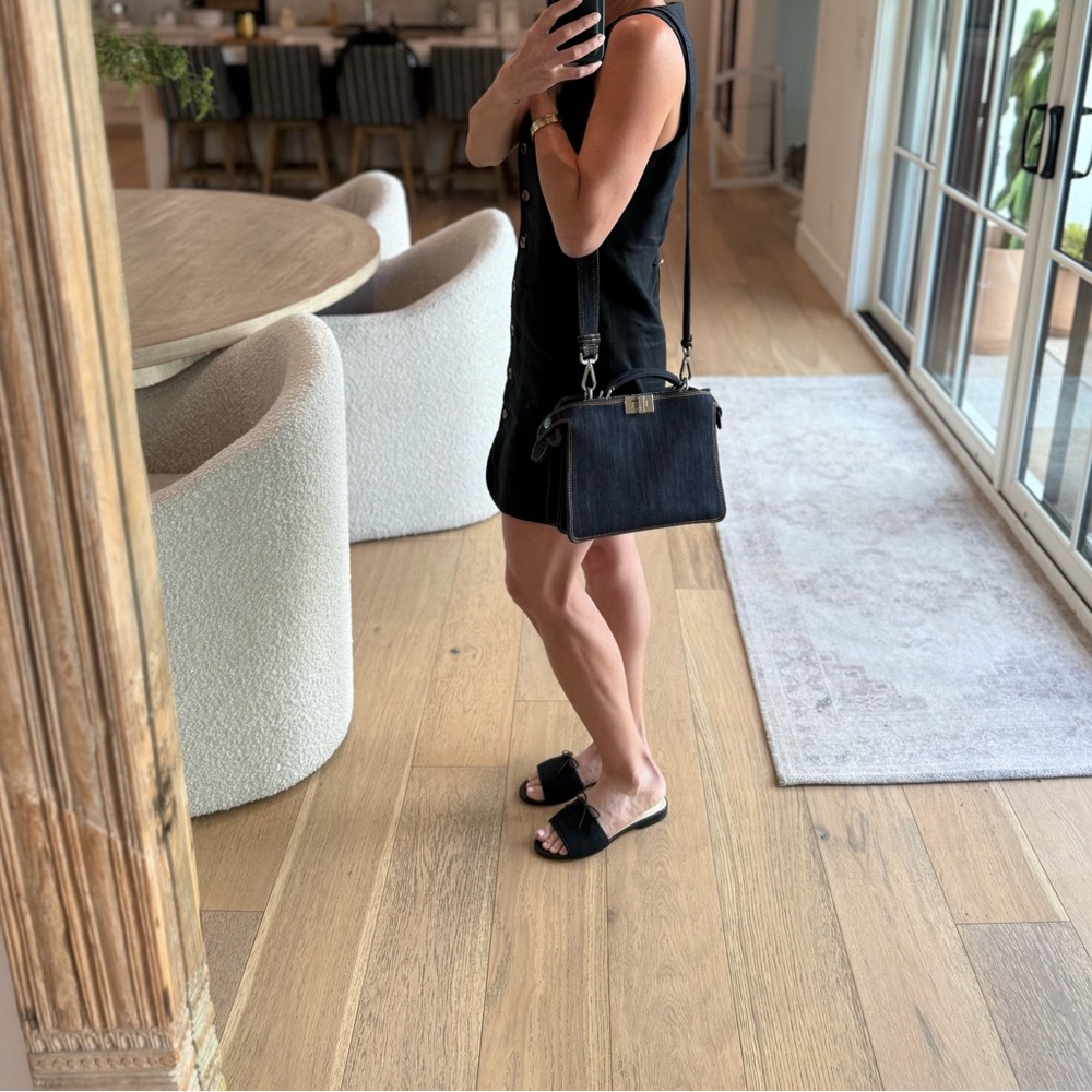 FENDI Peekaboo Iseeu Mini Denim Tote Bag In Blue - Picture 6 of 6